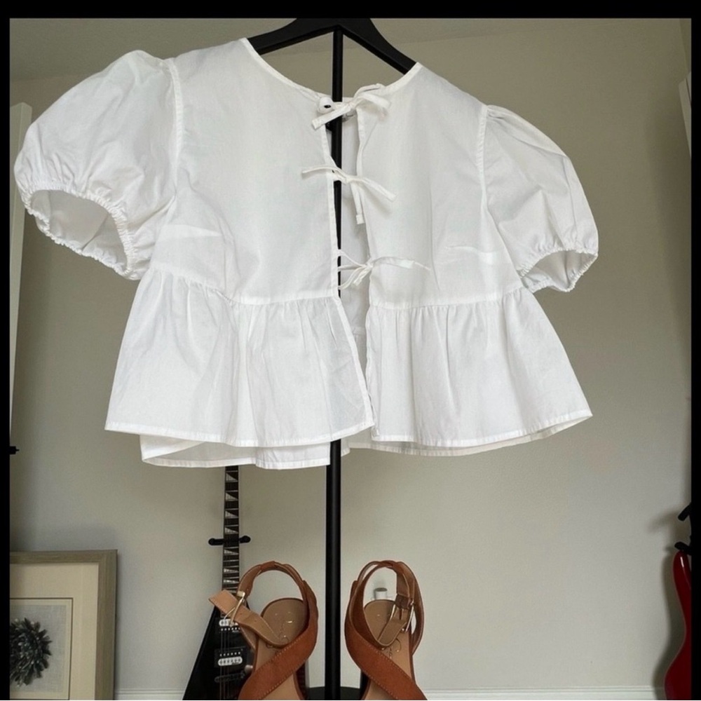 H&M White Tie-Back Blouse